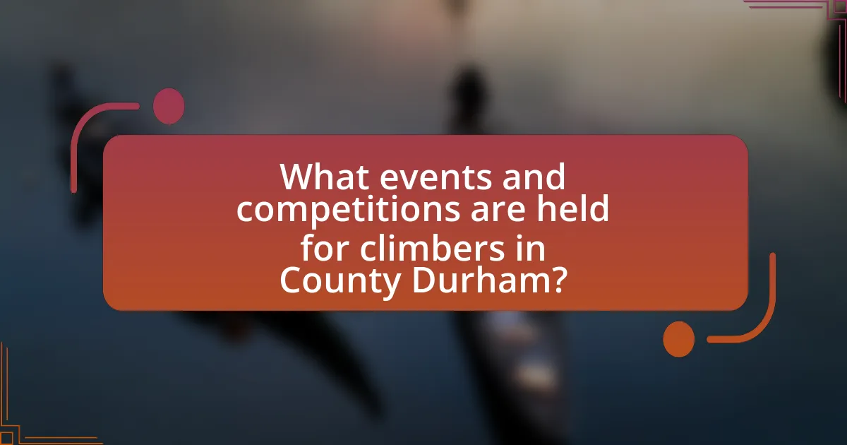 What events and competitions are held for climbers in County Durham?
