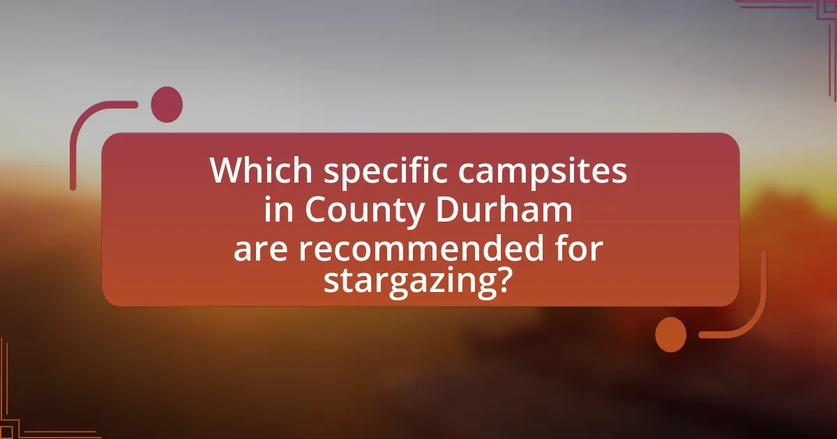 Which specific campsites in County Durham are recommended for stargazing?
